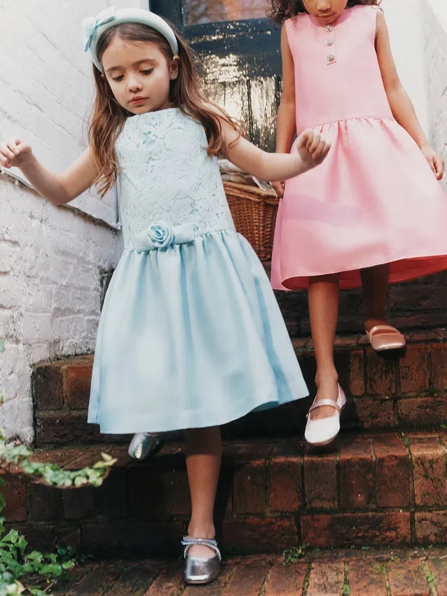 Aqua Taffeta Lace Bow Dress Aqua Taffeta Lace Bow Dress