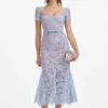 Baby Blue Fine Lace Midi Dress Baby Blue Fine Lace Midi Dress