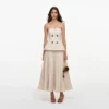 Beige Bandeau Pleated Midi Dress Beige Bandeau Pleated Midi Dress