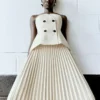 Beige Bandeau Pleated Midi Dress Beige Bandeau Pleated Midi Dress