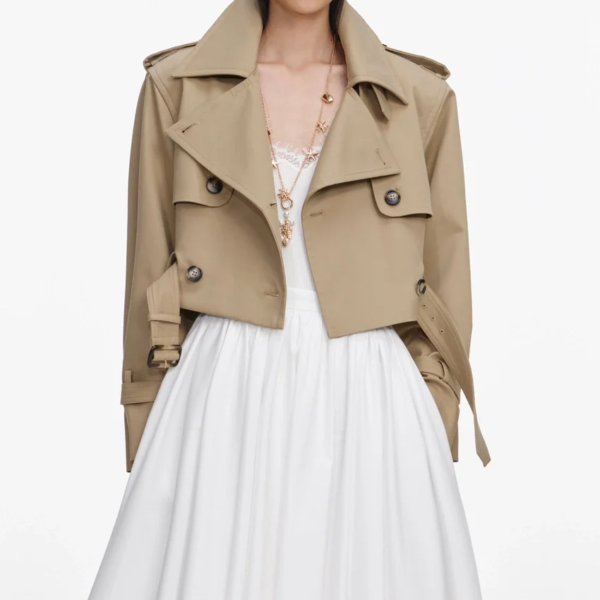 Beige Cropped Trench Jacket Beige Cropped Trench Jacket
