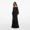 Black And Gold Chiffon Lace Maxi Skirt Black And Gold Chiffon Lace Maxi Skirt