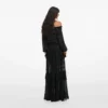 Black And Gold Chiffon Lace Maxi Skirt Black And Gold Chiffon Lace Maxi Skirt