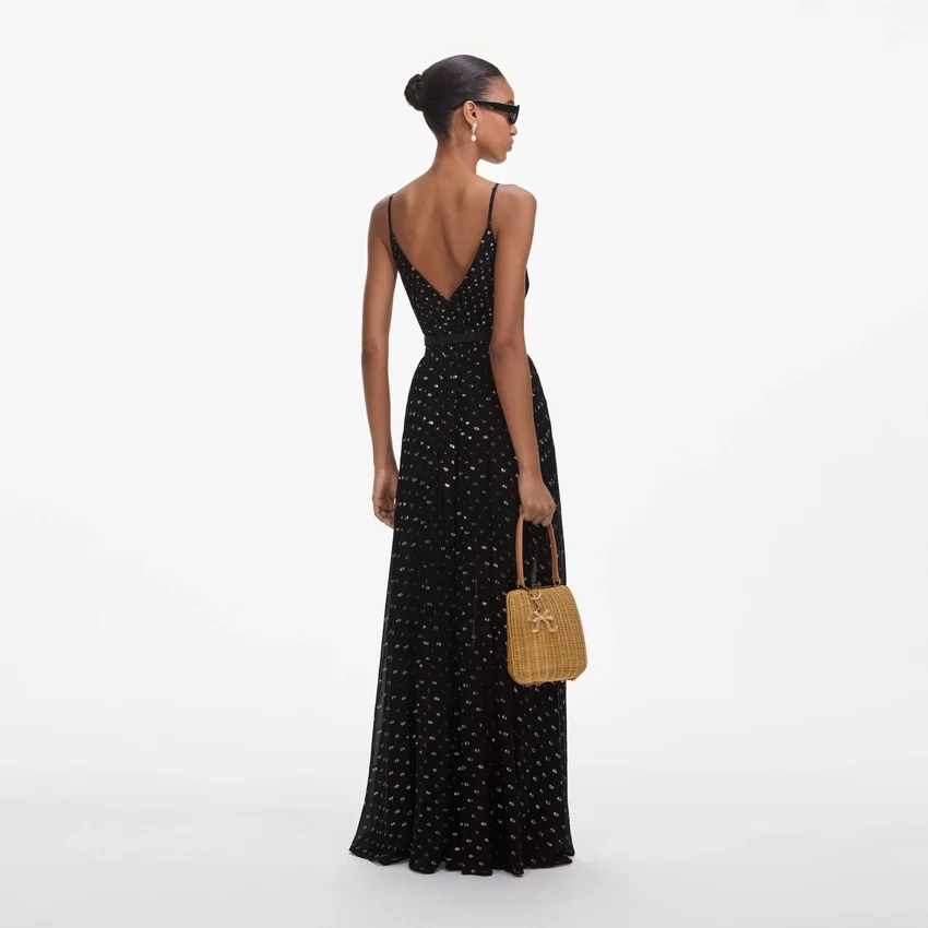 Black And Gold Chiffon Maxi Dress Black And Gold Chiffon Maxi Dress