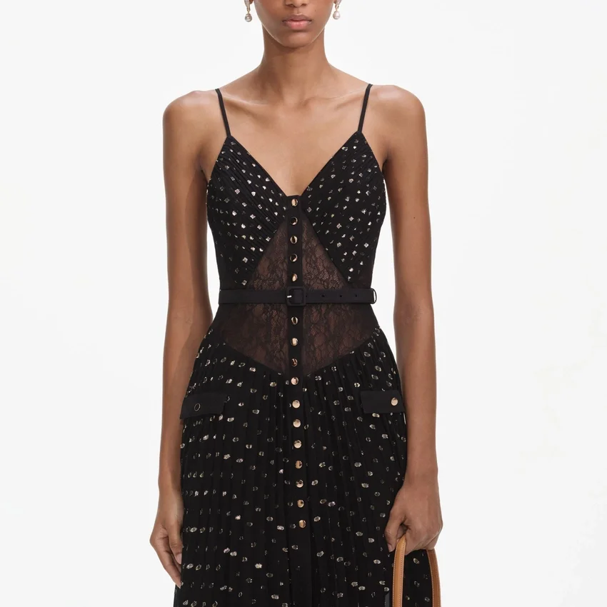 Black And Gold Chiffon Maxi Dress Black And Gold Chiffon Maxi Dress