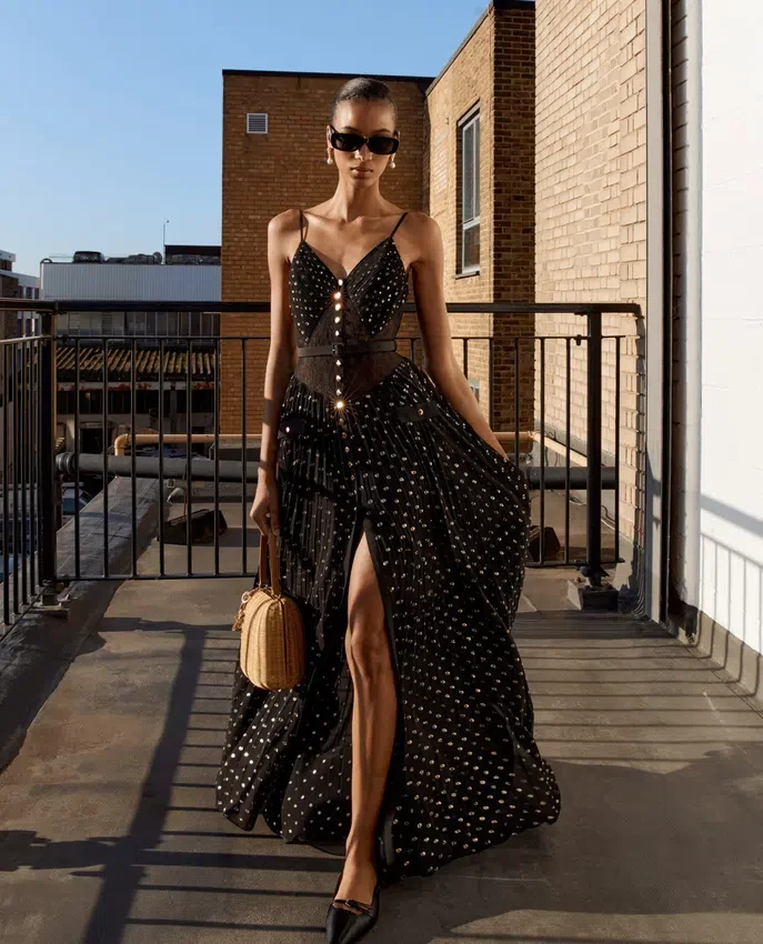 Black And Gold Chiffon Maxi Dress Black And Gold Chiffon Maxi Dress