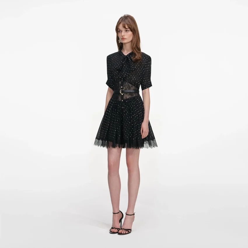 Black And Gold Chiffon Mini Dress Black And Gold Chiffon Mini Dress