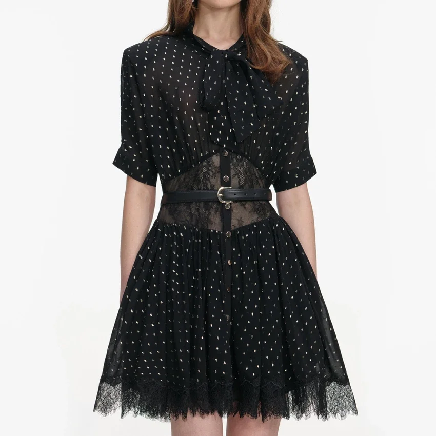 Black And Gold Chiffon Mini Dress Black And Gold Chiffon Mini Dress