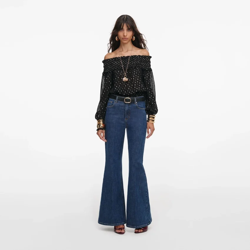 Black And Gold Chiffon Top Black And Gold Chiffon Top