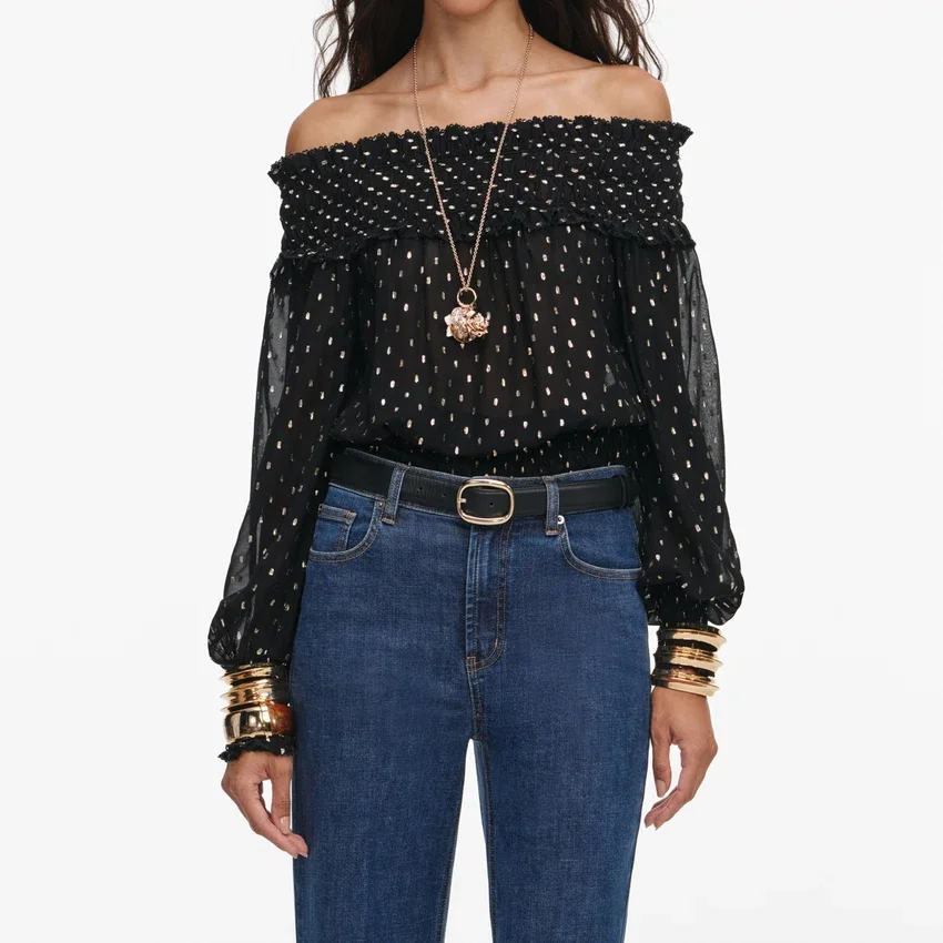 Black And Gold Chiffon Top Black And Gold Chiffon Top