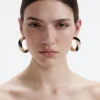 Black And Gold Pearl Hoop Earrings