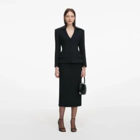 Black Blazer Tailored Midi Dress