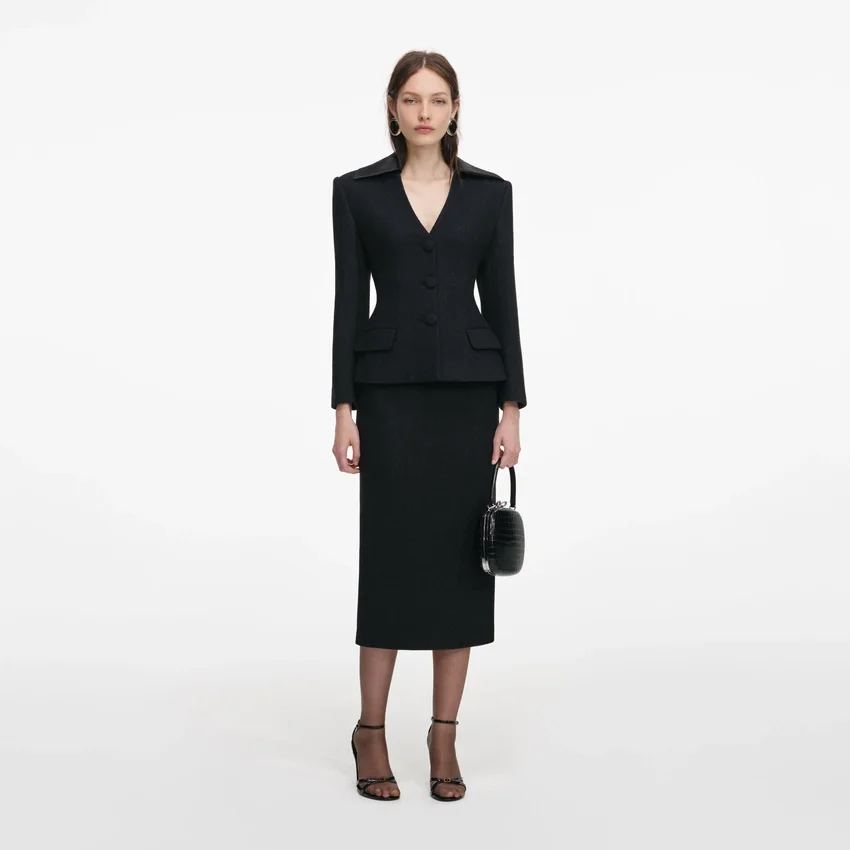 Black Blazer Tailored Midi Dress Black Blazer Tailored Midi Dress