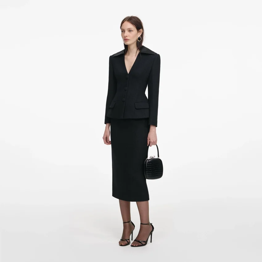 Black Blazer Tailored Midi Dress Black Blazer Tailored Midi Dress