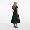 Black Boucle Collared Midi Dress Black Boucle Collared Midi Dress