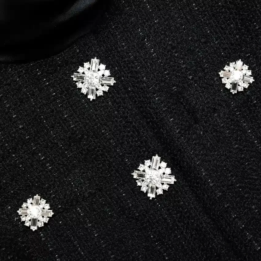 Black Boucle Collared Midi Dress Black Boucle Collared Midi Dress