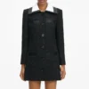 Black Boucle Contrast Collar Mini Dress Black Boucle Contrast Collar Mini Dress