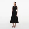 Black Boucle Crepe Midi Dress Black Boucle Crepe Midi Dress