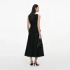Black Boucle Crepe Midi Dress Black Boucle Crepe Midi Dress