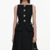 Black Boucle Crepe Midi Dress Black Boucle Crepe Midi Dress