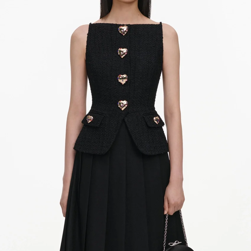 Black Boucle Crepe Midi Dress Black Boucle Crepe Midi Dress