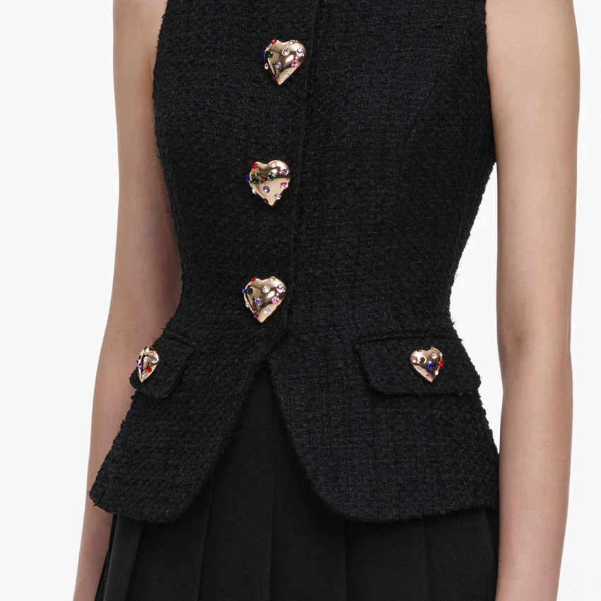 Black Boucle Crepe Midi Dress Black Boucle Crepe Midi Dress
