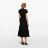 Black Boucle Crystal Trim Chiffon Midi Dress Black Boucle Crystal Trim Chiffon Midi Dress