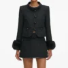Black Boucle Faux Fur Cuff Jacket Black Boucle Faux Fur Cuff Jacket
