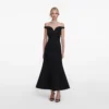 Black Boucle Midi Dress Black Boucle Midi Dress