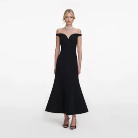Black Boucle Midi Dress