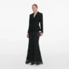 Black Boucle Rhinestone Lace Maxi Dress Black Boucle Rhinestone Lace Maxi Dress