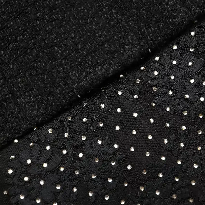 Black Boucle Rhinestone Lace Maxi Dress Black Boucle Rhinestone Lace Maxi Dress