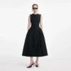 Black Boucle Sleeveless Midi Dress Black Boucle Sleeveless Midi Dress