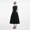 Black Boucle Sleeveless Midi Dress Black Boucle Sleeveless Midi Dress