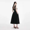 Black Boucle Sleeveless Midi Dress Black Boucle Sleeveless Midi Dress