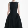 Black Boucle Sleeveless Midi Dress Black Boucle Sleeveless Midi Dress