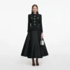 Black Boucle Taffeta Midi Dress Black Boucle Taffeta Midi Dress
