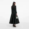 Black Boucle Taffeta Midi Dress Black Boucle Taffeta Midi Dress