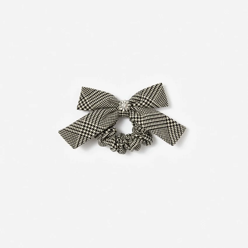 Black Check Hair Bow Black Check Hair Bow