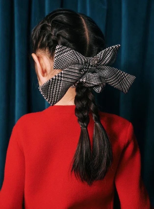 Black Check Hair Bow Black Check Hair Bow