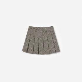 Black Check Pleated Skirt