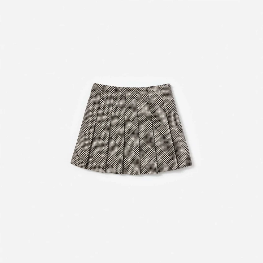 Black Check Pleated Skirt Black Check Pleated Skirt