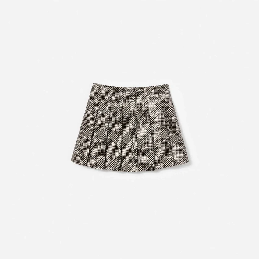 Black Check Pleated Skirt Black Check Pleated Skirt