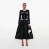 Black Chenille Taffeta Midi Dress Black Chenille Taffeta Midi Dress