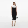 Black Contrast Lace Bodice Midi Dress Black Contrast Lace Bodice Midi Dress