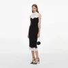 Black Contrast Lace Bodice Midi Dress Black Contrast Lace Bodice Midi Dress