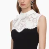 Black Contrast Lace Bodice Midi Dress Black Contrast Lace Bodice Midi Dress
