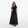 Black Cotton Draped Knit Midi Dress Black Cotton Draped Knit Midi Dress