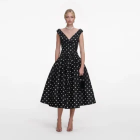 Black Cotton Midi Dress