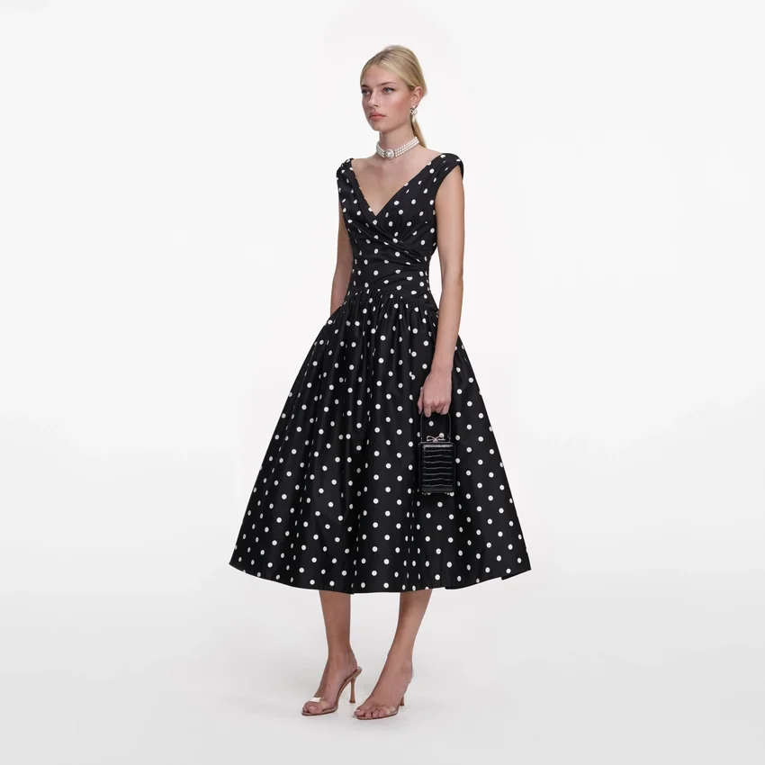 Black Cotton Midi Dress Black Cotton Midi Dress